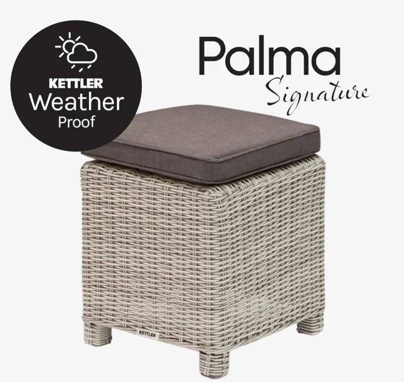 Palma Signature Stool - White Wash with Grey Taupe Seat Pad - Mill Race Garden Centre