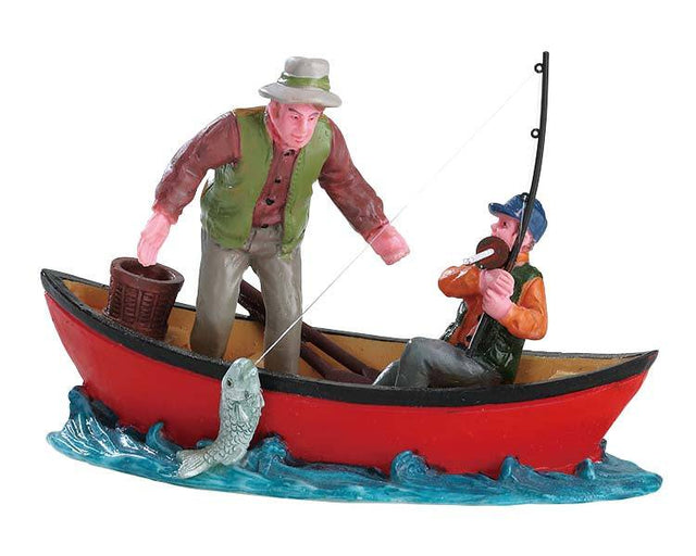 Canoe Catch Lemax Christmas Village Figurine - Mill Race Garden Centre
