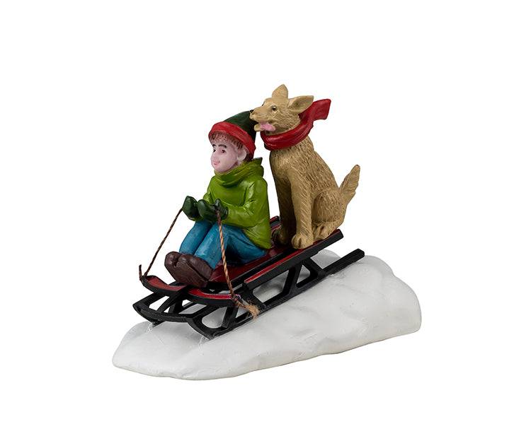 Doggone Downhill Sledding Lemax Christmas Village Figurine