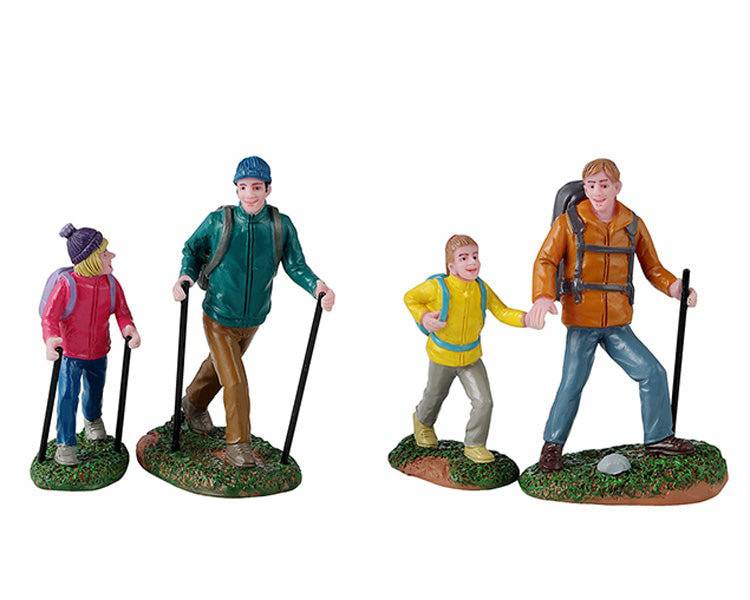 Father And Daughter Hikers Set Of 4 Lemax Christmas Village Figurine