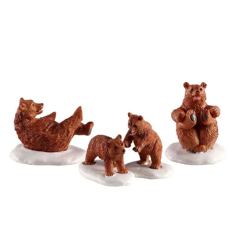 Bear Family Snow Day set of 4 Lemax Christmas Village Figurine - Mill Race Garden Centre