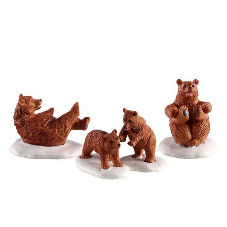 Bear Family Snow Day set of 4 Lemax Christmas Village Figurine - Mill Race Garden Centre