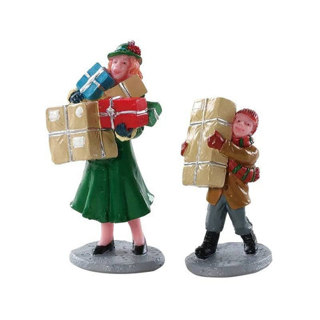 Christmas Rush Set of 2 Lemax Christmas Village Figurine - Mill Race Garden Centre