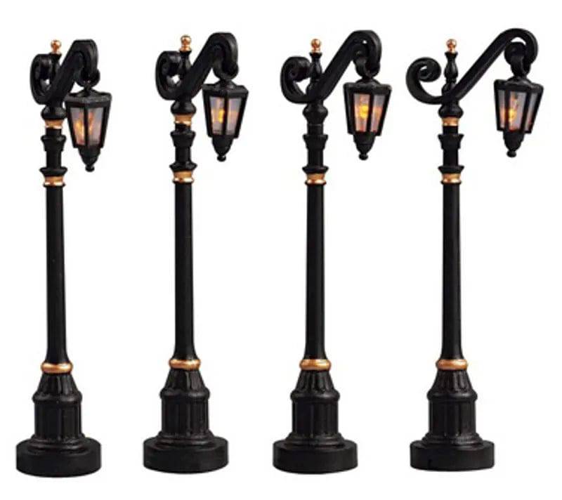 Colonial Street Lamps 4pcs Lemax Christmas Village Accessory - Mill Race Garden Centre