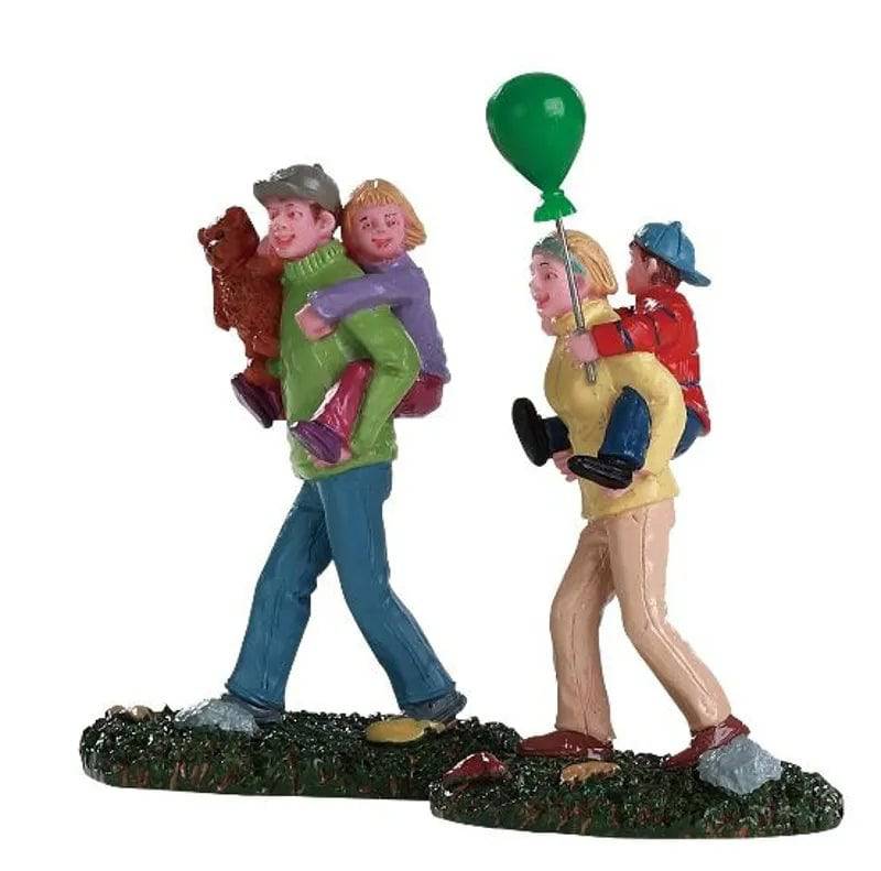 Coming Home From The Fair Set of 2 Lemax Christmas Village Figurine - Mill Race Garden Centre