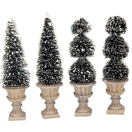 Cone-Shaped and Sculpted Topiaries Set Of 4 Lemax Christmas Village Figurine - Mill Race Garden Centre
