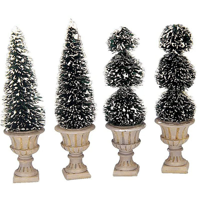 Cone-Shaped and Sculpted Topiaries Set Of 4 Lemax Christmas Village Figurine - Mill Race Garden Centre