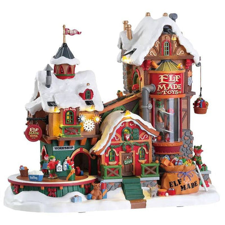 Elf Made Toy Factory Lemax Christmas Village Sights and Sounds - Mill Race Garden Centre
