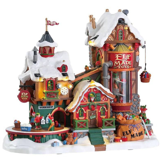 Elf Made Toy Factory Lemax Christmas Village Sights and Sounds - Mill Race Garden Centre