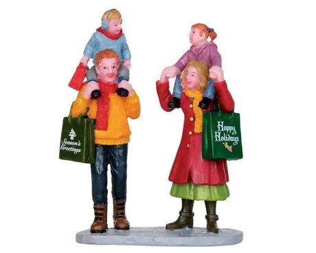 Family Christmas Shopping Lemax Christmas Village Figurine - Mill Race Garden Centre