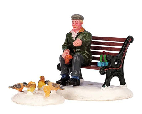 Feeding Pigeons Set of 2.Lemax Christmas Village Figurine - Mill Race Garden Centre