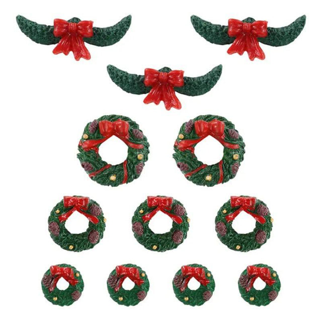 Garland And Wreaths Set Of 12 Lemax Christmas Village Accessory - Mill Race Garden Centre