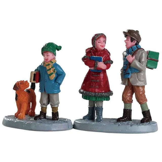 Going To School Set Of 2 Lemax Christmas Village Figurine - Mill Race Garden Centre