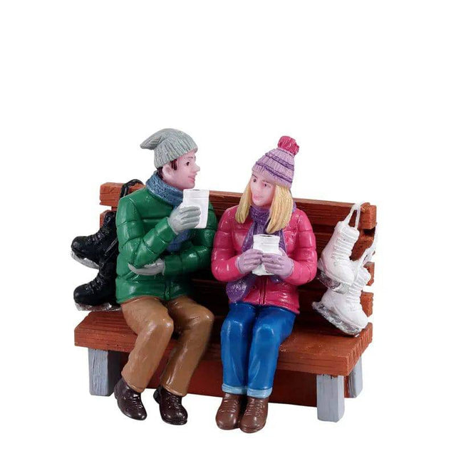 Hot Cocoa Drinkers Lemax Christmas Village Figurine - Mill Race Garden Centre