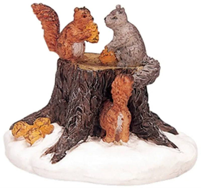 Lemax Chipmunks Christmas Village figurine featuring adorable chipmunks in festive holiday scene.
