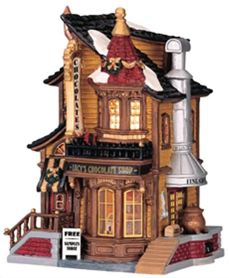 Lucys Chocolate Shop Lemax Christmas Village Lighted Building - Mill Race Garden Centre