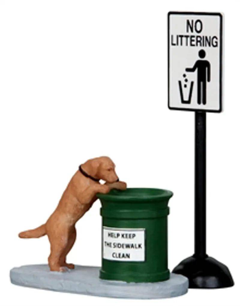 No Littering Lemax Christmas Village Figurine - Mill Race Garden Centre