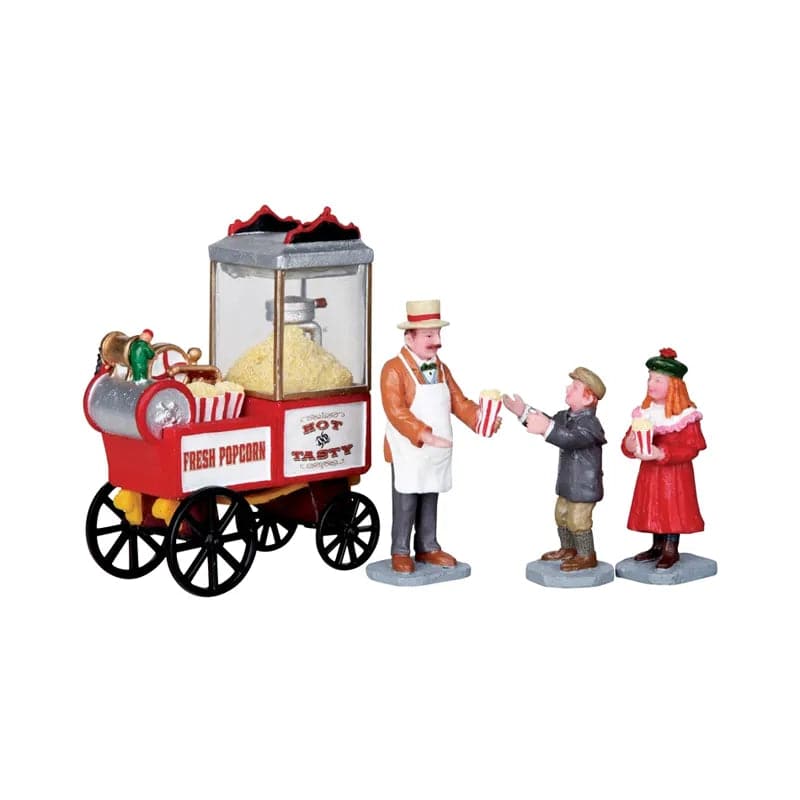 Popcorn Seller Set of 4 Lemax Christmas Village Figurine - Mill Race Garden Centre