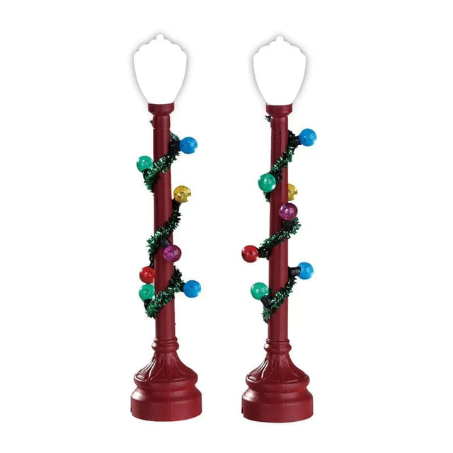 Red Globe Street Lamp Set of 2 Lemax Christmas Village Accessory - Mill Race Garden Centre