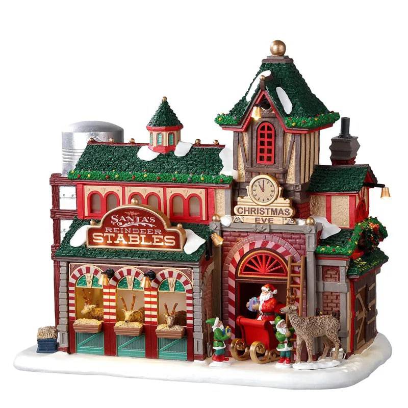 Santa's Reindeer Stables Lemax Christmas Village Illuminated Building - Mill Race Garden Centre