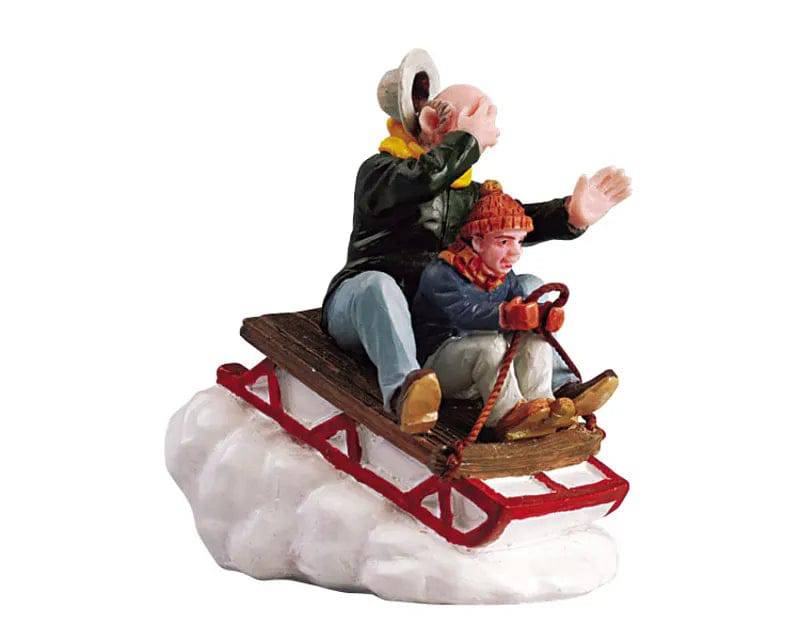 Sledding with Gramps Lemax Christmas Village Figurine - Mill Race Garden Centre