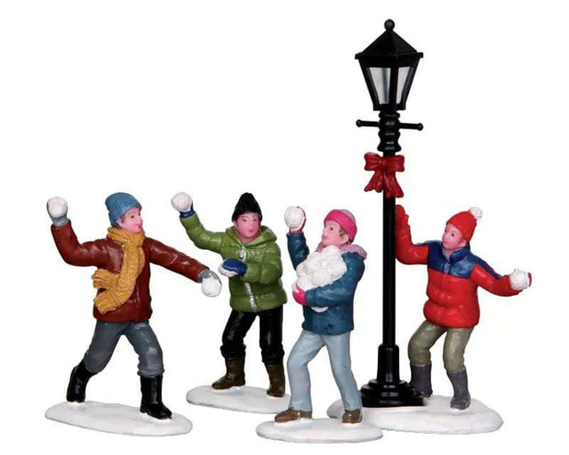 Snowball Fight 4pcs Lemax Christmas Village Figurine - Mill Race Garden Centre