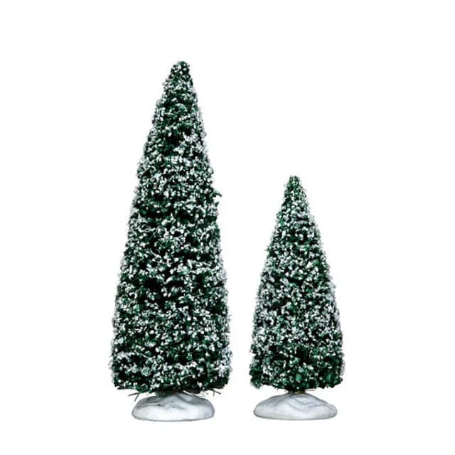 Snowy Juniper Tree Medium  and  Small Lemax Christmas Village Accessory - Mill Race Garden Centre