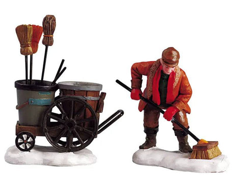 Street Sweeper Set of 2 Lemax Christmas Village Figurine - Mill Race Garden Centre