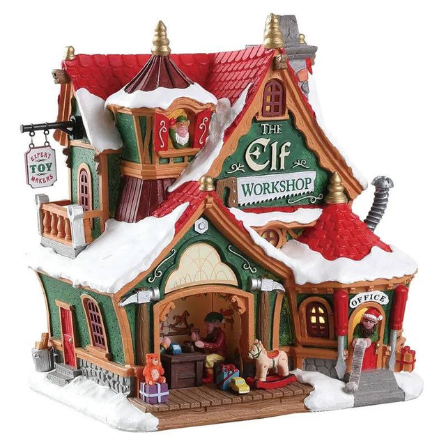 The Elf Workshop Lemax Christmas Village Illuminated Building - Mill Race Garden Centre