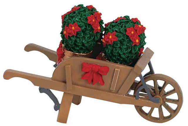 Wheelbarrow With Poinsettias Lemax Christmas Village Accessory - Mill Race Garden Centre
