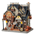 Lemax Spooky Town Bigfoot Brewhaus illuminated building, detailed Halloween-themed spooky town display with lights and spooky details.