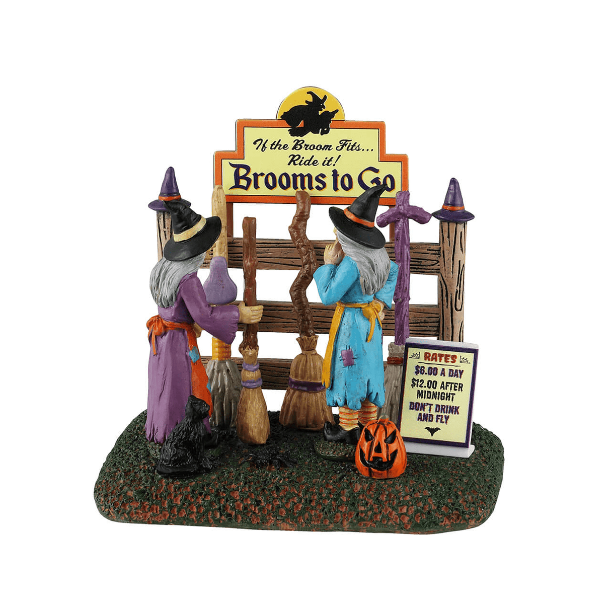 Lemax Spooky Town Brooms To Go table accent featuring tiny broom props for Halloween-themed village display.