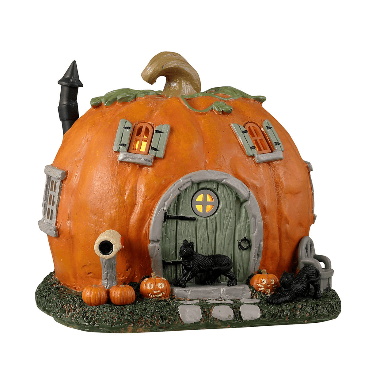 Lemax Spooky Town Pumpkin Cottage table accent featuring a spooky pumpkin-themed cottage for festive Halloween decor.