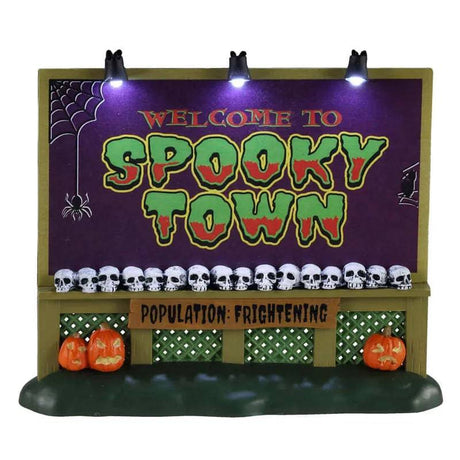 Spookytown Sign B/O 4.5V Lemax Spooky Town Lighted Accessory - Mill Race Garden Centre