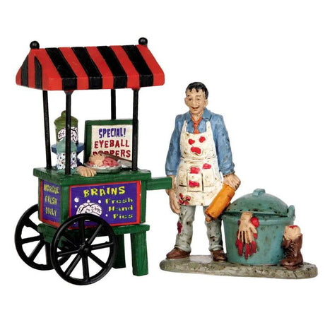 Zombie Brains Foodcart Set Of 2 Lemax Spooky Town Figurine - Mill Race Garden Centre