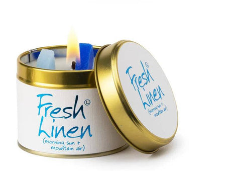 Scented Candle Tin Fresh Linen - Mill Race Garden Centre