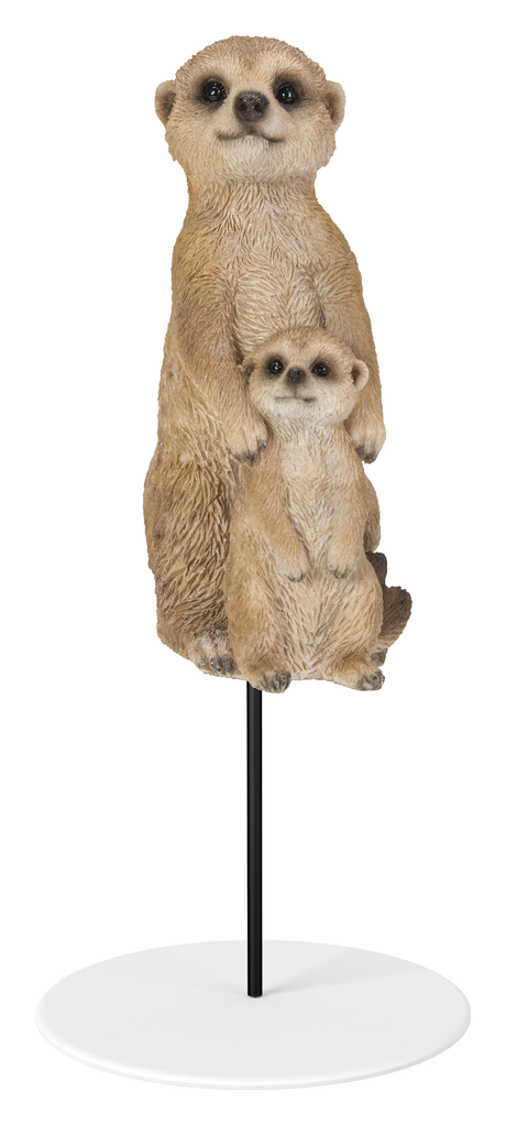 Mother and Baby Meerkat Plant Pal Resin Ornament By Vivid Arts - Mill Race Garden Centre