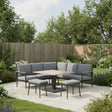 Kettler Charlbury Signature Merano aluminium corner furniture set with square high/low table, modern outdoor patio furniture.