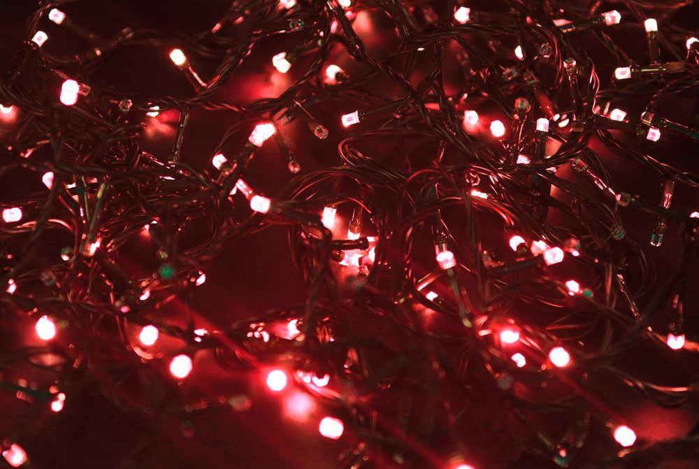Red Static String 100 Bulb Red LED Connectable Static String Lights