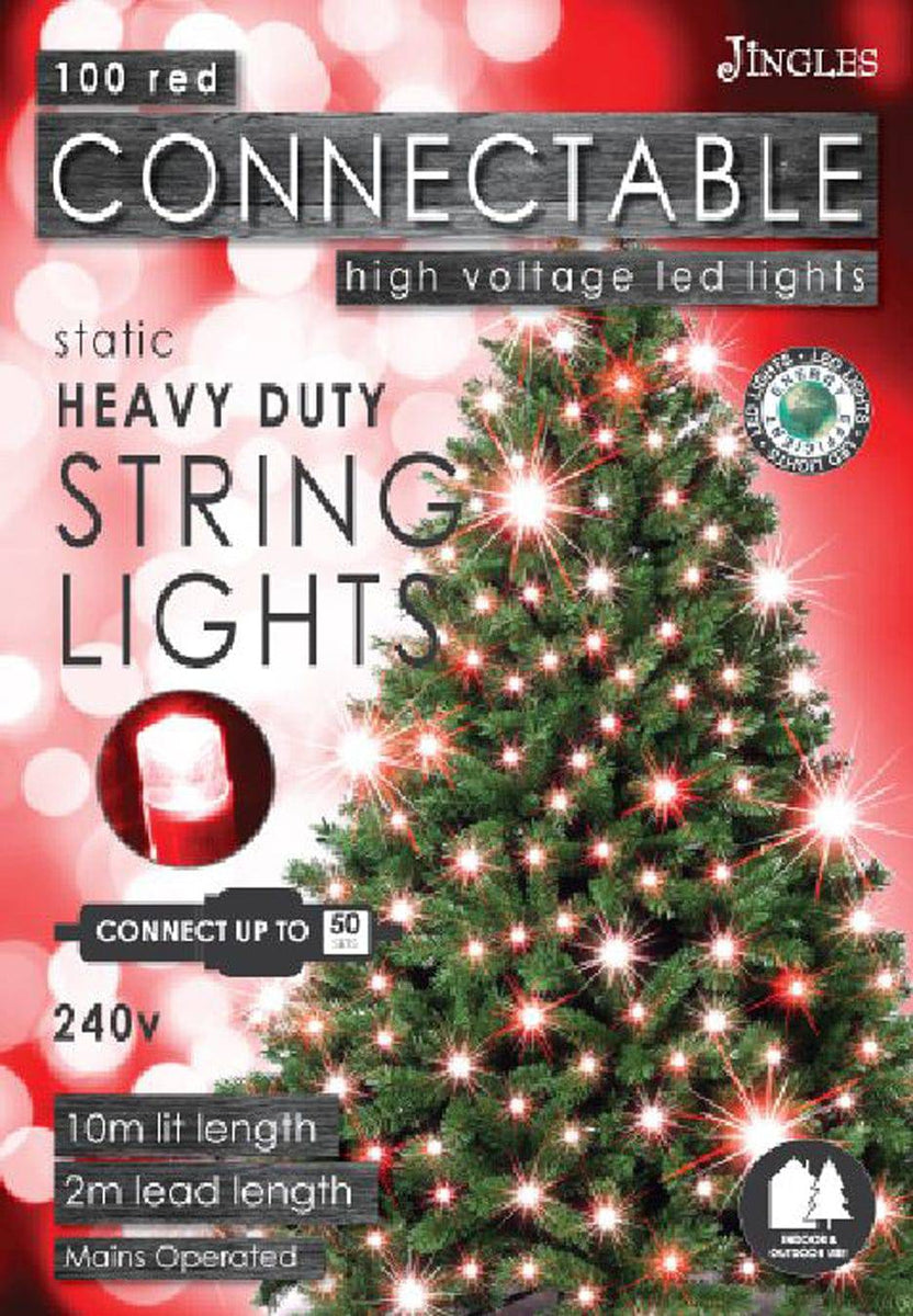 100 Bulb Red LED Connectable Static String Lights | Mill Race Garden Centre