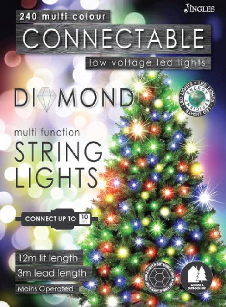240 LED Multi Colour Diamond Connectable Multi Function String Lights - Mill Race Garden Centre