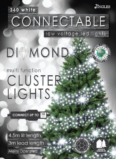 360 LED White Diamond Connectable Time Smart Cluster Lights - Mill Race Garden Centre