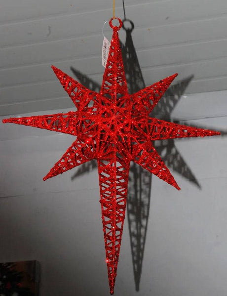 Bethlehem Star Red Glitter 43c(17 Inch) - Mill Race Garden Centre