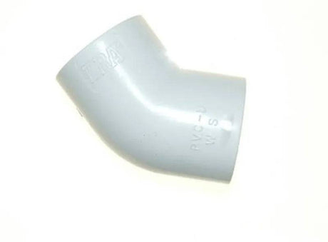 White 45 degree elbow for 0.5 inch bore PVC-U pipe - Mill Race Garden Centre