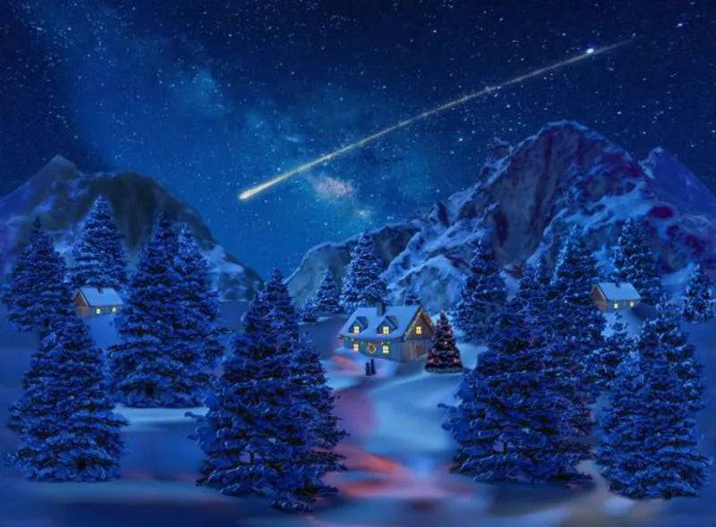 My Village Lighted Background Canvas Falling Star | Mill Race Garden Centre