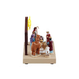 Lemax Nativity Play Christmas Village table accent featuring figurines of Mary, Joseph, and baby Jesus in a festive scene