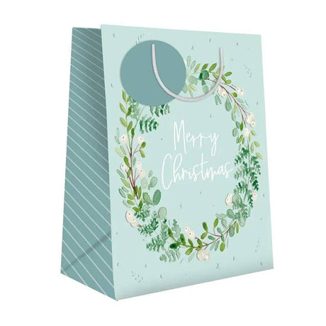 Xmas Gift Bag Medium Mistletoe Wreath - Mill Race Garden Centre