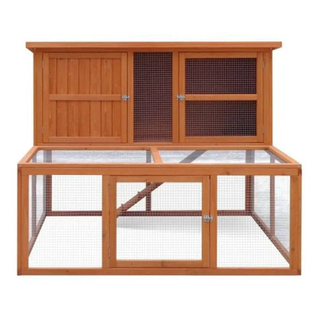 Harrisons Bowness Double Height Hutch with Run Natural 150 x 121 x 117cm - Mill Race Garden Centre