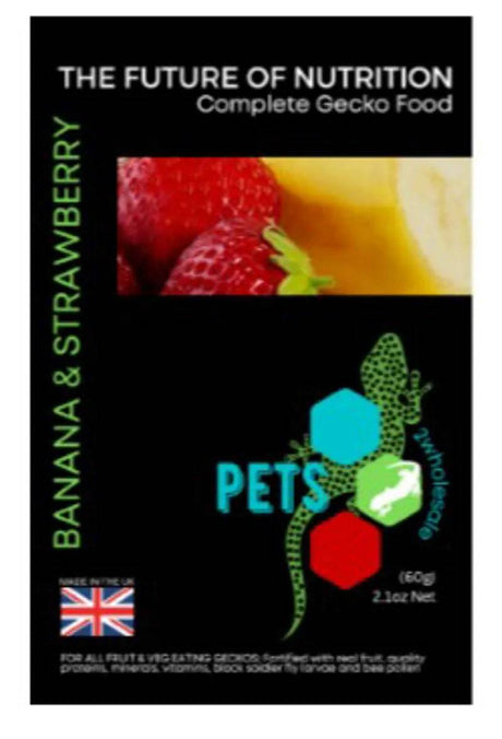 Gecko Diet - Banana & Strawberry 60g Pack - Mill Race Garden Centre