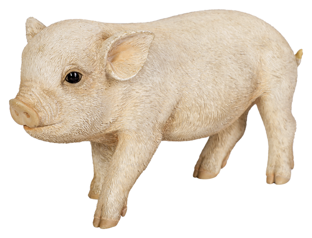 Pink resin pig ornament from Vivid Arts Pet Pals collection, detailed depiction of a micro pig for decorative display.
